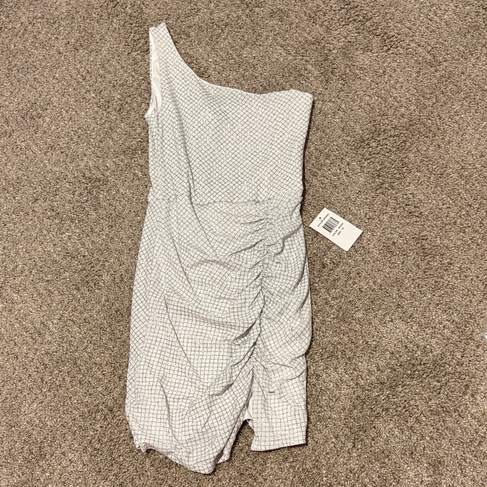 B Darlin White Textured One-Shoulder Dress